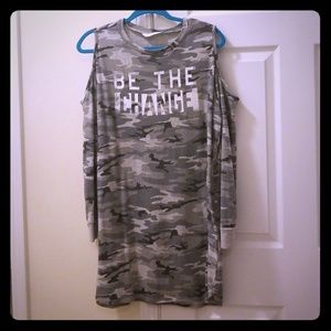 Cold shoulder long sleeve sweater dress